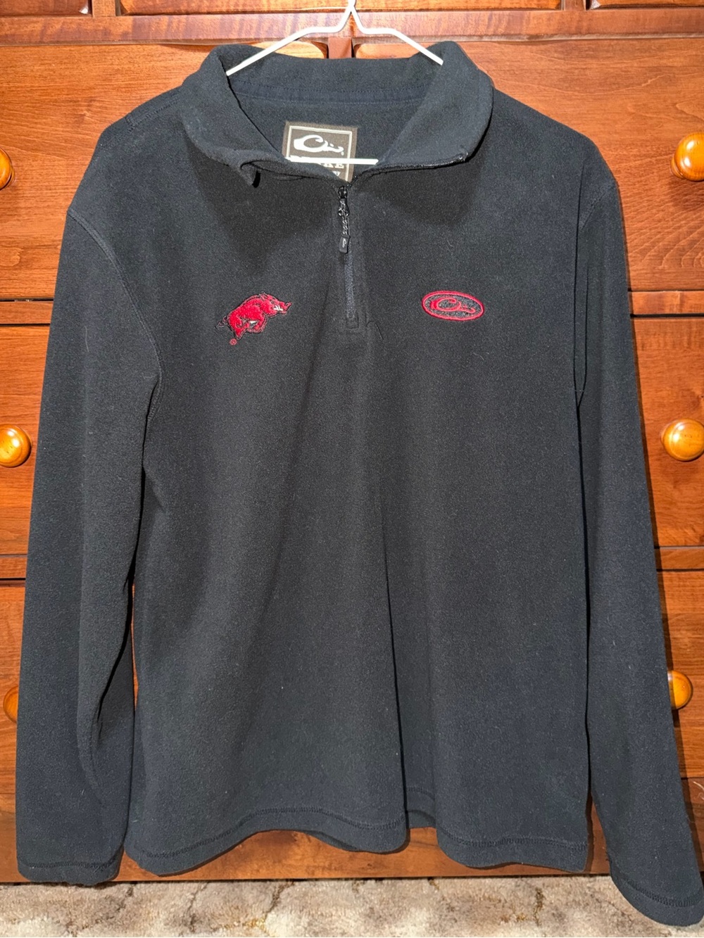 Drake Arkansas Razorback Black Men's Quarter-Zip Fleece Sweater